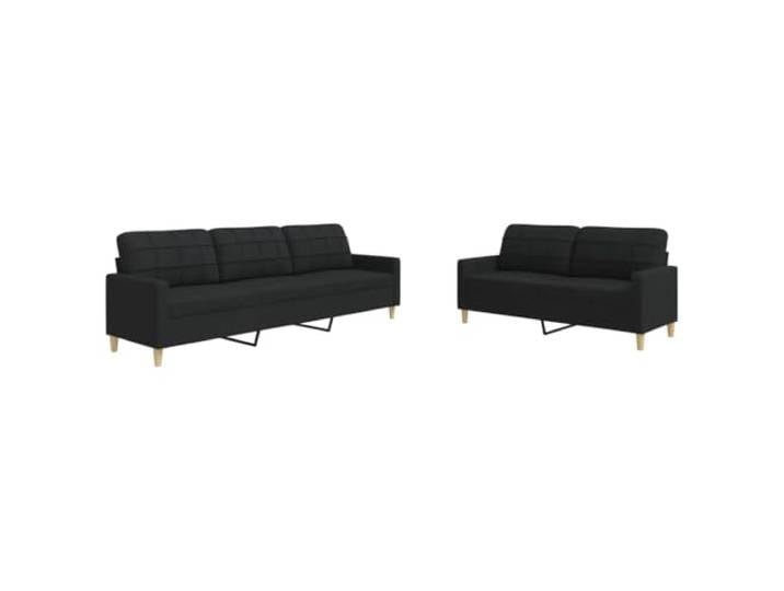 vidaXL 2-TLG. Sofagarnitur Schwarz Stoff