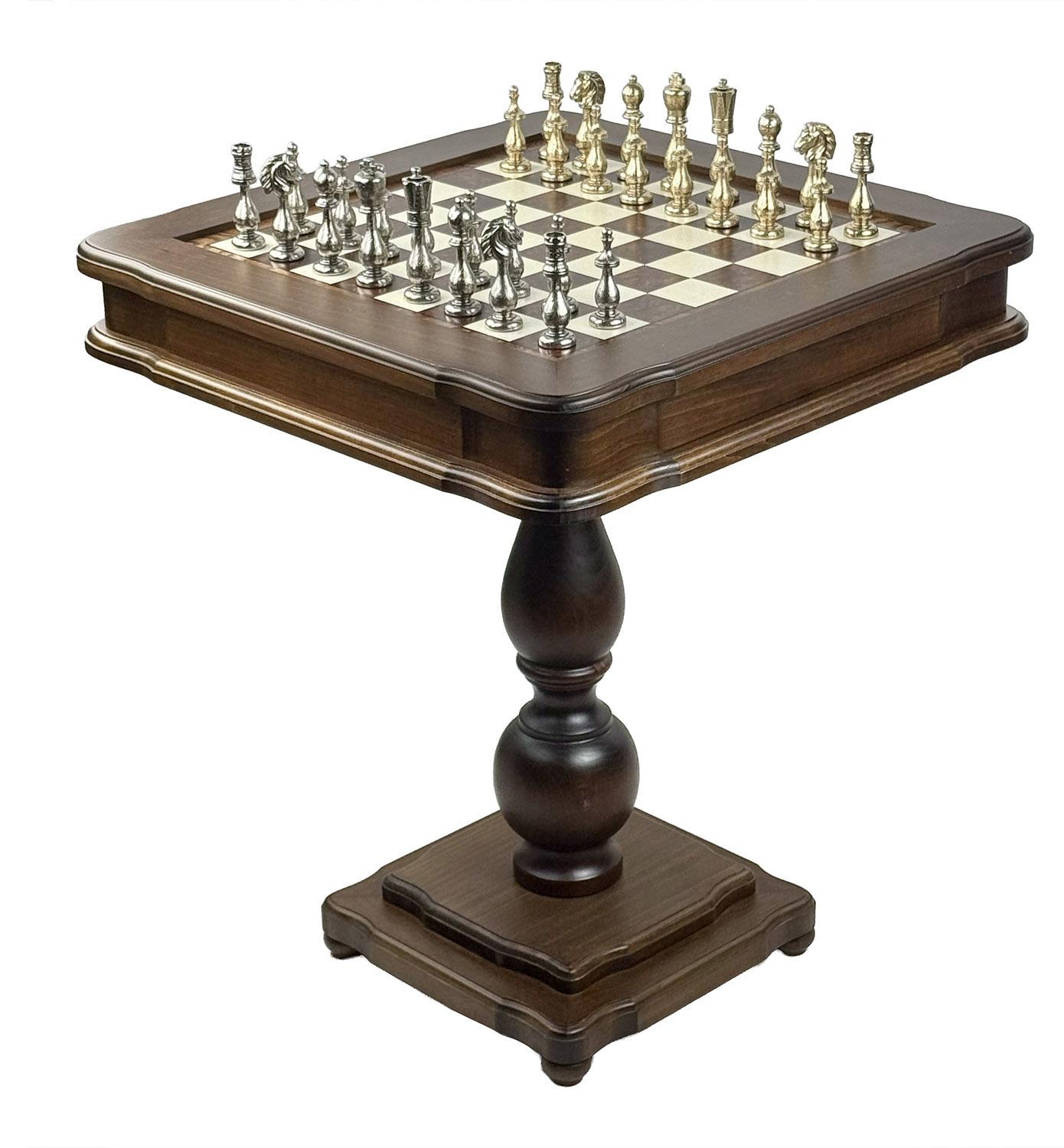 Exklusiver Italfama Spieltisch Set - Schwere Metallfiguren 10cm, Backgammon & Dame 58x58 cm