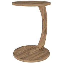 Helloshop26 - Runder Beistelltisch auf Rollen 56 x 38 cm Holzoptik