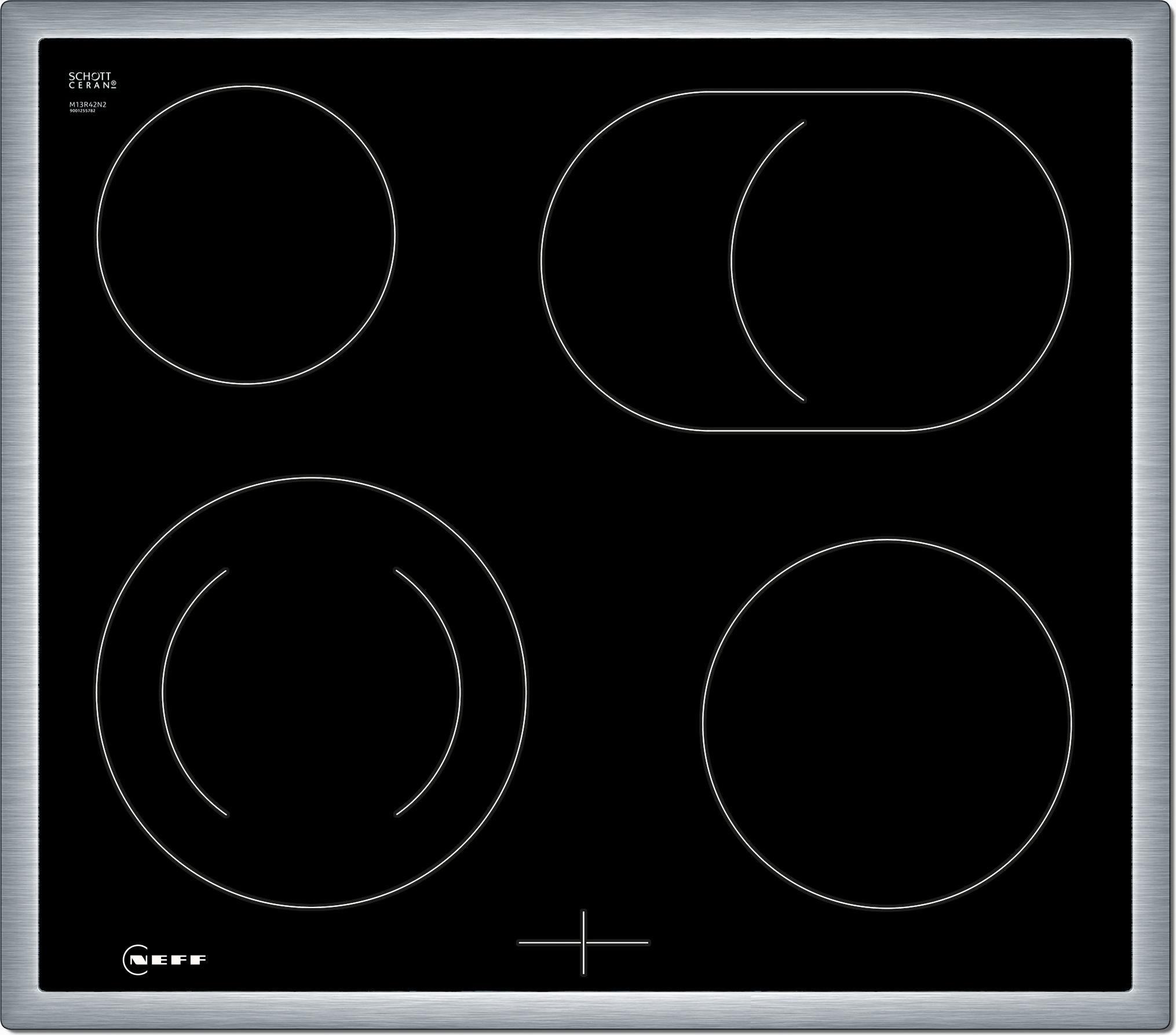 Neff MR 1342 N, Schwarz, Integriert, Keramik, Glaskeramik, 4 Zone(n), 4 Zone(n)