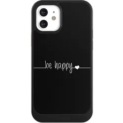Nivocase Hülle für Apple iPhone 12 Handyhülle NIVOcore Case Schwarz Glück Sprüche Statement (Apple iPhone 12), Smartphone Hülle, Schwarz