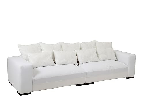 J-Line Monaco XL Onderstel Zetel met 9 Kussens in Wit Textiel