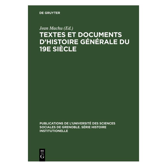 De Gruyter Textes et documents dhistoire générale (Französisch, Jean Machu, 1966) (67776026)