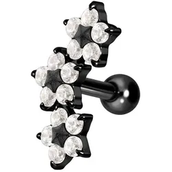 Titan Ohrpiercing mit Innengewinde 3 KRISTALLBLUMEN