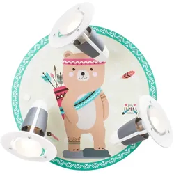 Elobra Rondell LITTLE INDIANS BÄR BJØRN, 3x E14, gelb/grün ELO-136089
