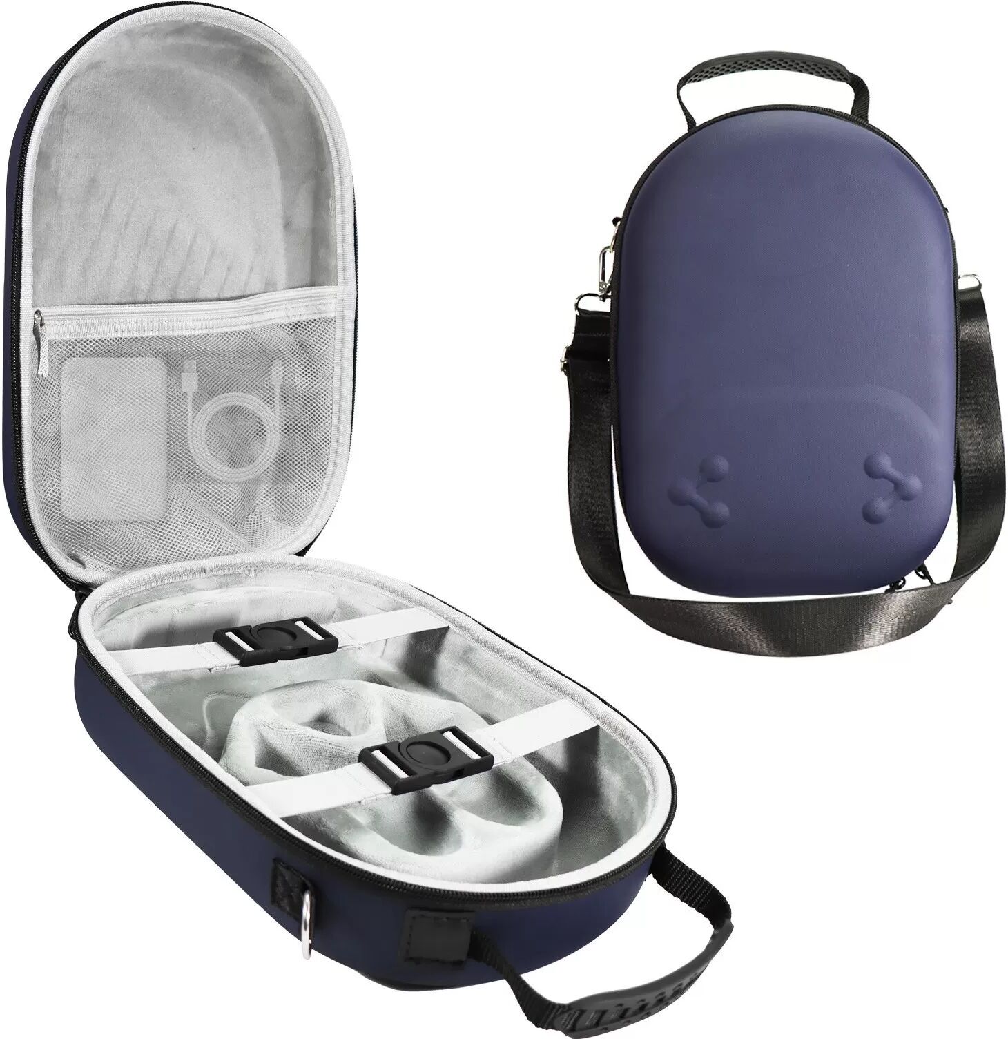 INF Étui de transport EVA bleu profond compatible avec le casque VR Meta Quest 3S - Sac de rangement protecteur