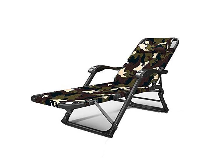 SDGBCXD Klappstuhl, Klappbare, tragbare Chaiselongue mit abnehmbarem, weichem Kissen(Camouflage 01,with B Mattress)