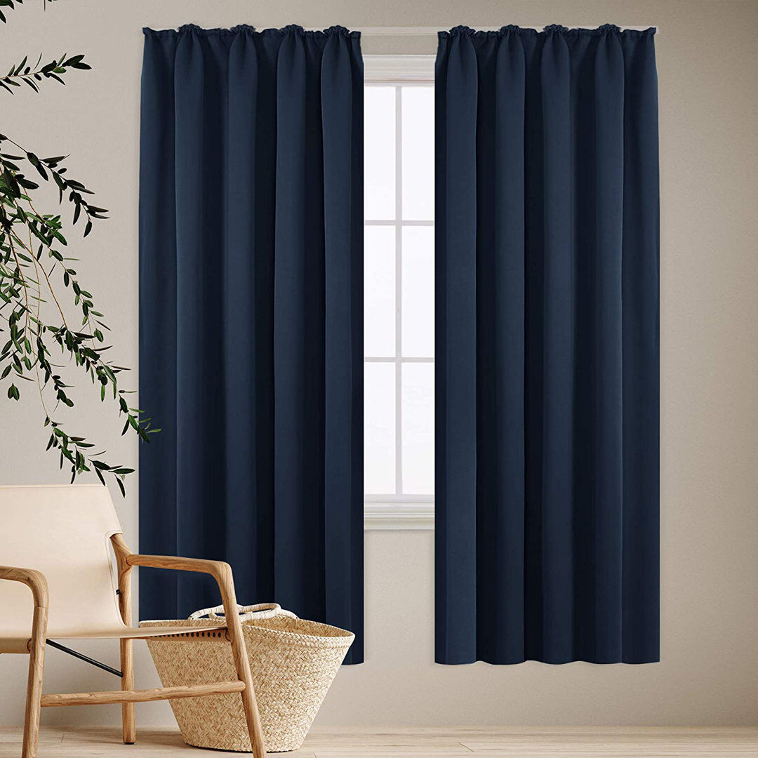 Ebern Designs Deavin Blackout Curtain Pair Royal Blue Width 140 x Drop 160cm