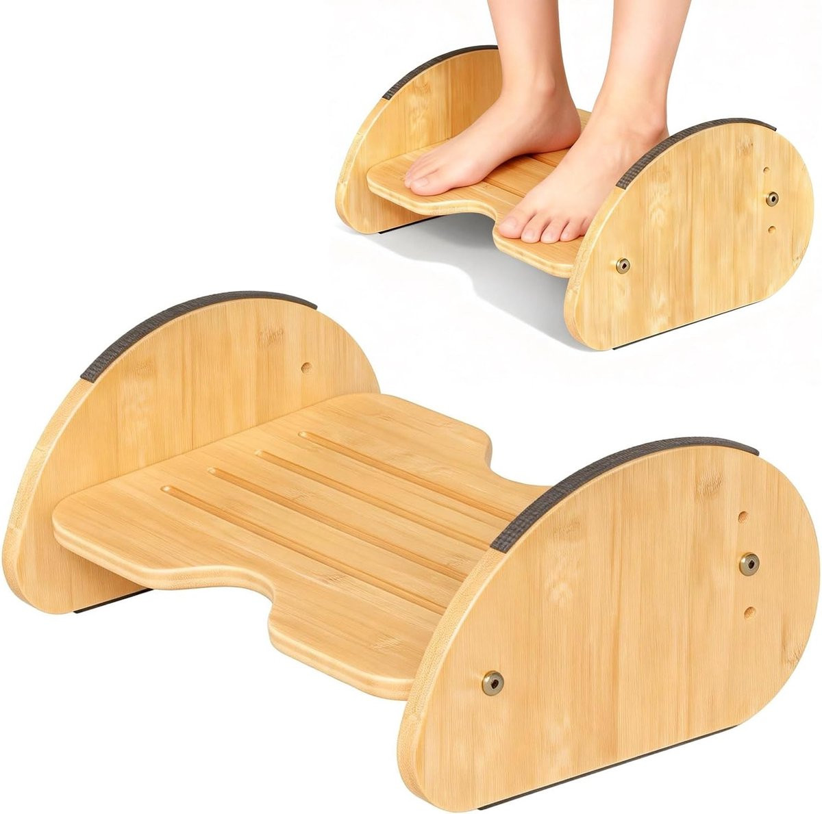 Verstelbare ergonomische houten voetensteun met antislip design voor kantoor en thuis