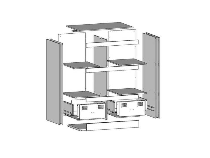 Rangement de cuisine - Buffet haut blanc 67x39x95 cm acier - Buffet Vaisselier Rangement@119304