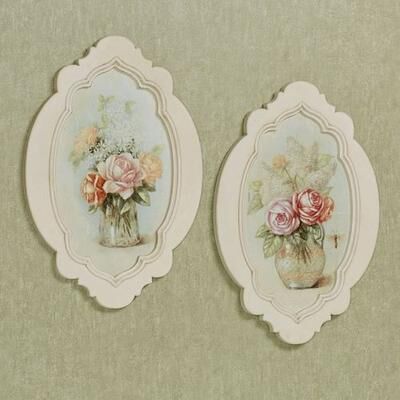 Touch of Class Charming Bouquet Floral Wall Plaques Multi Pastel Set of Two, Set of Two, Multi Pastel