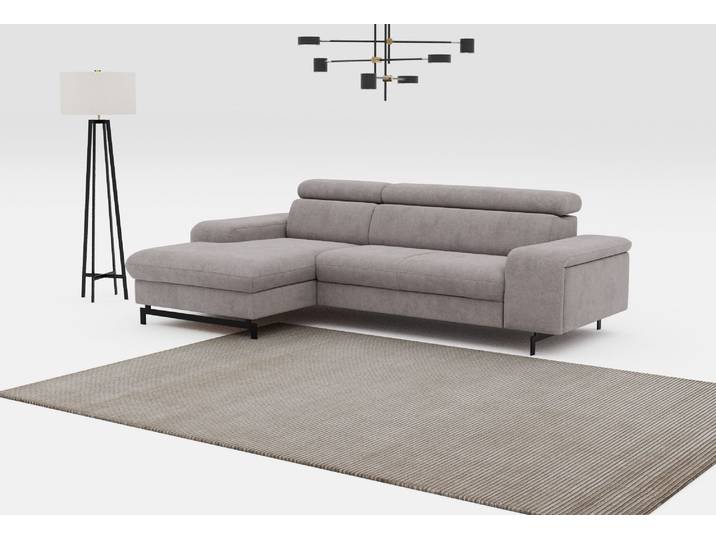 Ecksofa, 267x165 cm, Holzwerkstoff, Grau, Kopfteilverstellung, Modern, Cotta