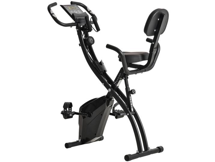 HOMCOM Hometrainer Fitnessfiets Opvouwbaar met LCD Scherm 8 Weerstanden Verstelbare Zithoogte 120 kg Draagvermogen Wit Thuis Aosom.nl
