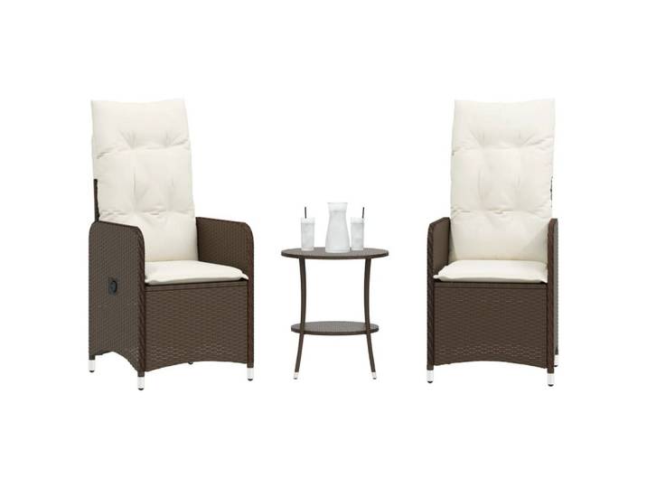 vidaXL Stuhl, Outdoor-Lehnstühle 2 Stk. mit Tisch Braun Poly Rattan