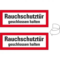 Aufkleber I Feuerwehrschild Rauchschutztür geschlossen halten, doppelseitig, Folie, 210x74mm, DIN 4066