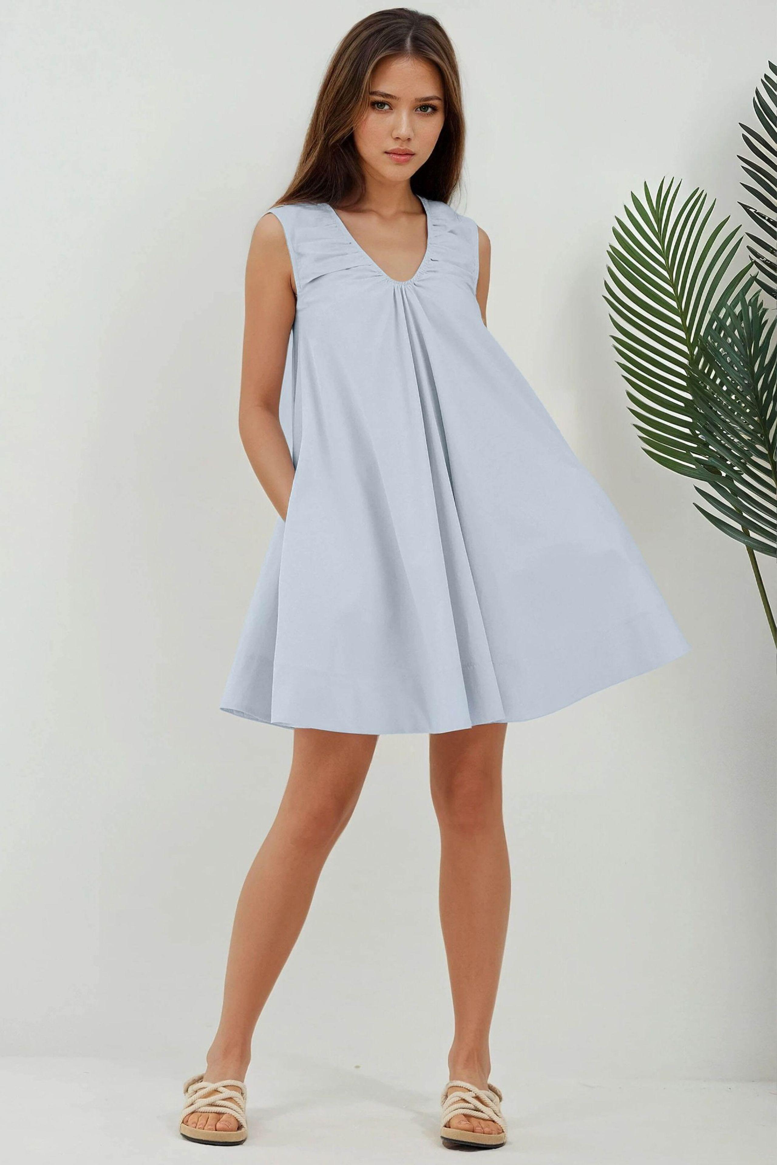 Mini-U-Kragen A-Linien Kleid