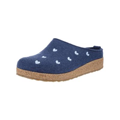 Hausschuh HAFLINGER "Haflinger Hausschuhe Filz", Damen, Gr. 38, blau (jeans), Filz, Schuhe Hausschuh