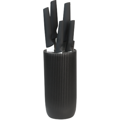 Messerblock KESPER "Messerblock Set, schwarz", schwarz, H:36,5cm Ø:11cm, Messerblöcke, Messerblock, inkl. 5 Messer