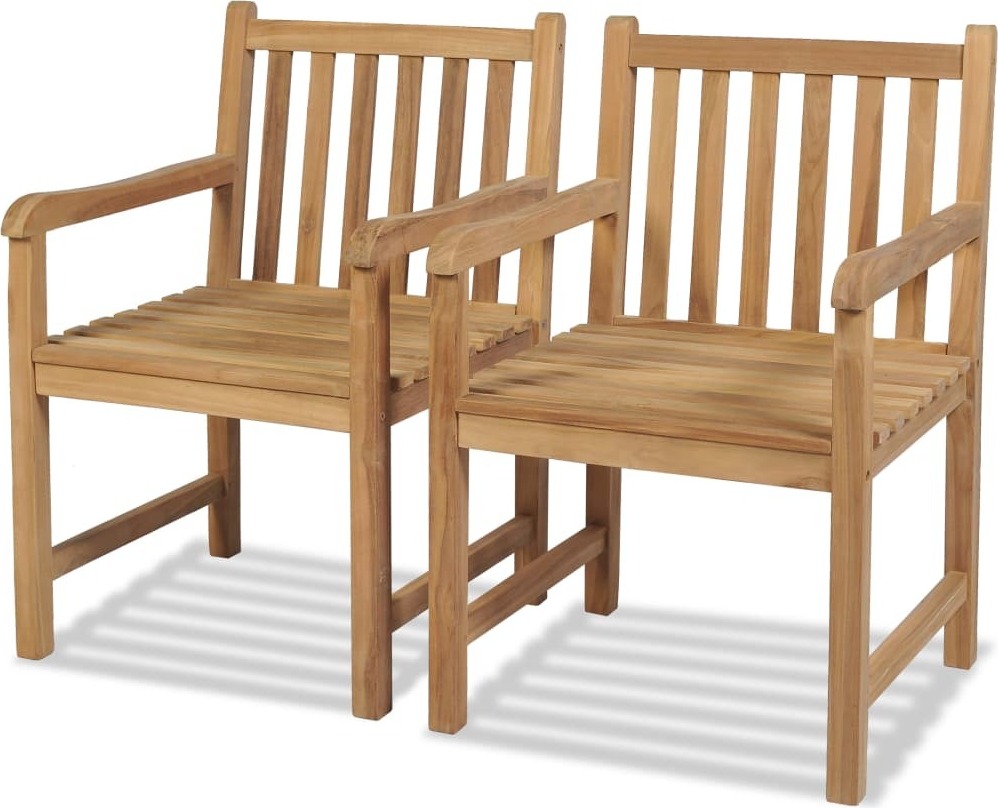 The Living Store Gartenstühle 2 Stk. Massivholz Teak