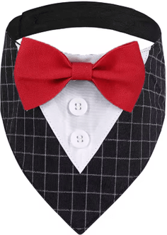 Inspire Picks Sucado Wedding Dog Bandana Tuxedo Adjustable Formal Pet Scarf For Parties & Special Occasions black s