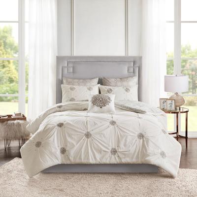 Madison Park Malia 6 Piece Embroidered Cotton Reversible Comforter Set