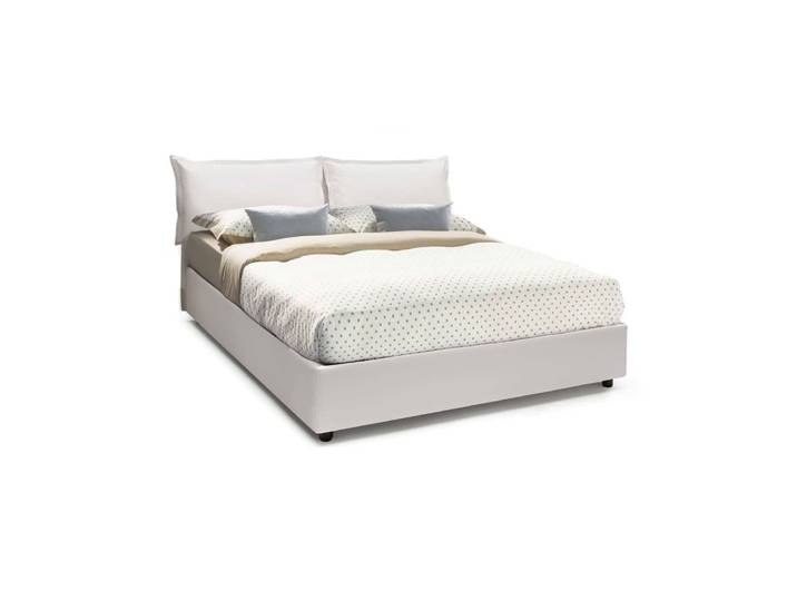 Lit double en similicuir blanc