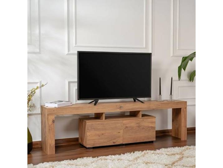 Dmora TV-Möbel Govone 180x31,3x50 cm Braun 2 Böden 3 Fächer