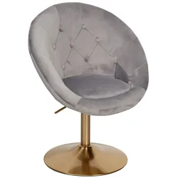 KADIMA DESIGN Loungesessel Samt Grau / Gold Design Drehstuhl, Clubsessel Polsterstuhl mit Rückenlehne, Drehsessel Cocktailsessel Lounge, Sessel mit