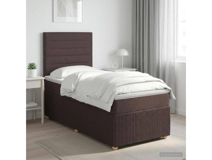 Boxspringbett mit Matratze Dunkelbraun 90 x 200 cm Kopfteil höhenverstellbar, Taschenfedern, Polyesterfüllung, abnehmbare und waschbare Bezüge, Unterstützung