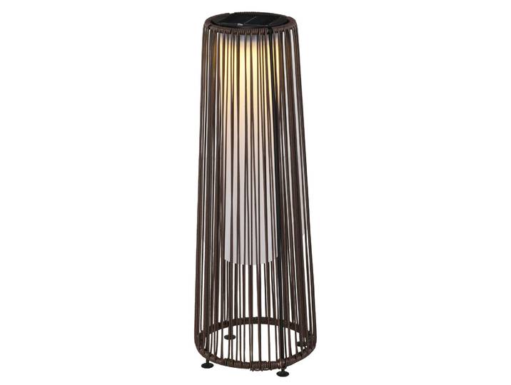 Outsunny Solarlampe, Rattan Solarleuchte LED Gartenleuchte mit Lichtsensor
