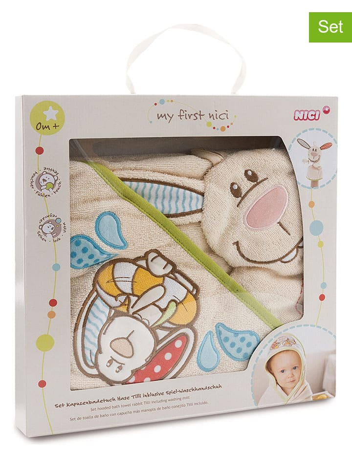 NICI 2tlg. Baby-Frottierset "Hase Tilli" in Creme - onesize