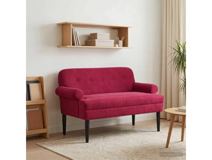 ZXQVLMRS Loveseat Knopfheftung Samt Zweisitzer Sofa 120 x 66 x 78 cm Weinrote Polsterung, Stabiler Rahmen aus Holzwerkstoff, Für Wohnzimmer
