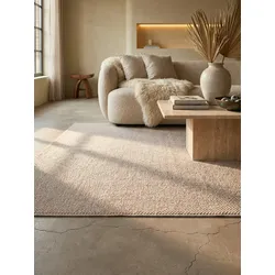 Flachgewebe-Teppich Berber-Tradition Beige 160x230 cm Uni meliert