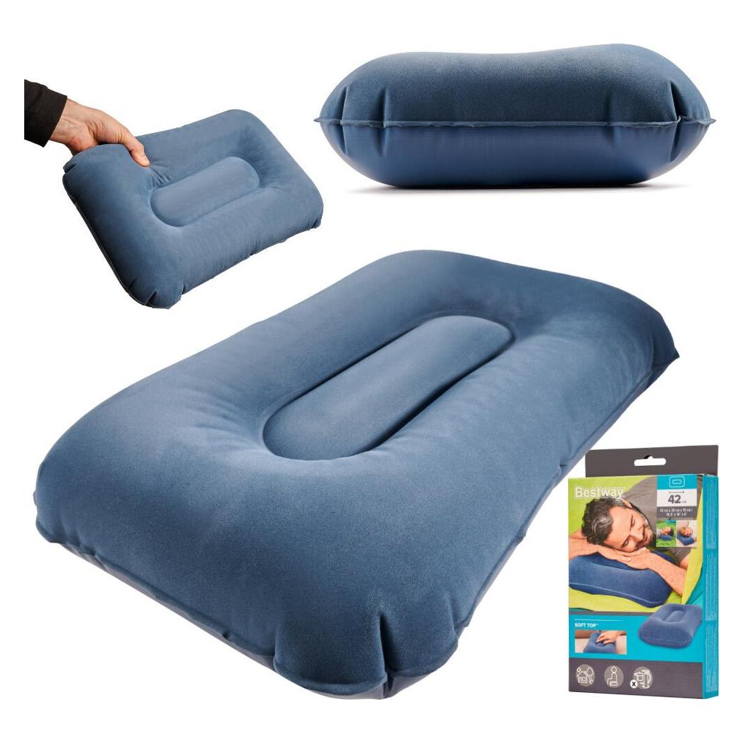 Ikonka BESTWAY 67121 Travel aufblasbares Velours-Kissen navy blau (KX5014_1)