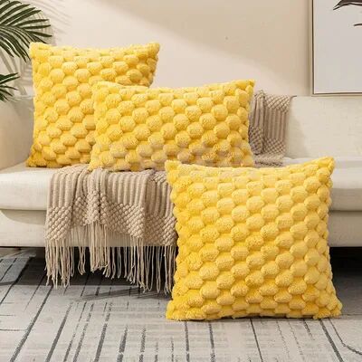 Perfect Picks Market "Snowflake Velvet Throw Pillow Cover For Sofa & Living Room Decor yellow 17.72"" 17.72"" Inches"