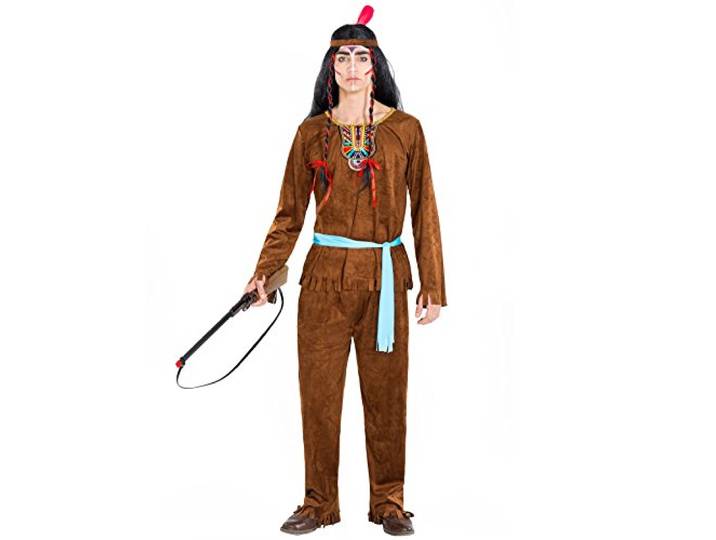 dressforfun herenkostuum Indian pak ～ kostuum + haarband met veren & bindriem Häutpling Indiaanse bekleding
