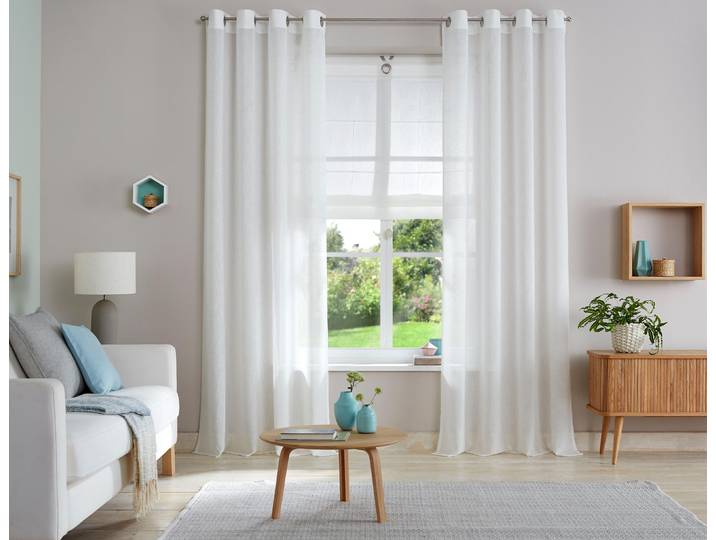 Gardine GOODPRODUCT Fiete, 1 Stück, halbtransparent, leinen Optik Gr. 1, beige (natur), B:140cm H:145cm, Polyester, Gardinen, Gardine, Leinen Optik, monochrom, basic, pflegeleicht, verschiedene Grössen