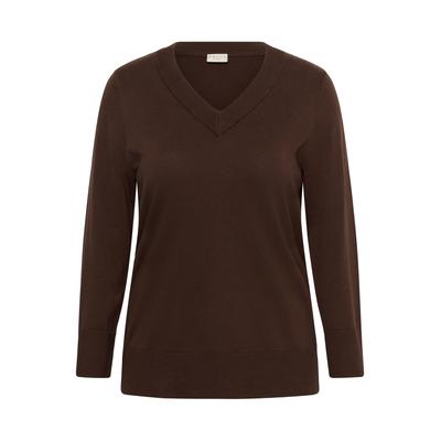 Strickpullover KAFFE CURVE "Damen Strickpullover KCharia", Damen, Gr. S, braun (coffee bean), Obermaterial: 100% Baumwolle CO., Pullover Strickpullover