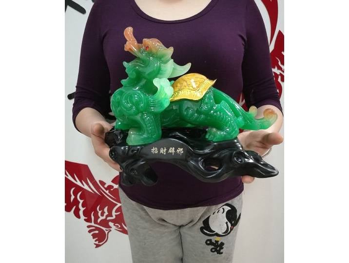 VENTE CHAUDE # Maison bureau boutique d'affaires FENG SHUI Talisman argent dessin dragon PI XIU jade Sculpture statue d'art # 20CM