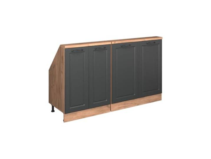 Vicco Küchenschrank für Dachschrägen R-Line, Anthrazit Landhaus/Goldkraft Eiche 140 cm