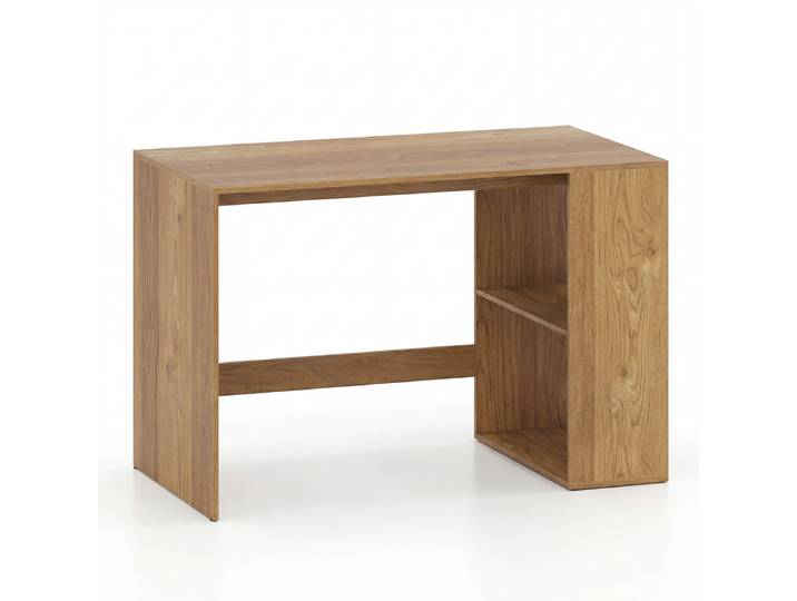 Bureau met Opbergruimte Computertafel met 2 Open Zijplanken Kantoortafel met Groot Werkblad-Naturel