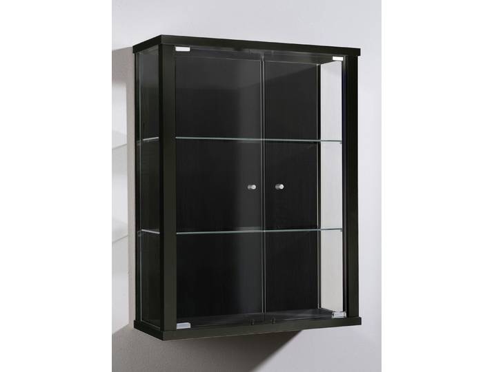 Hängevitrine mit ESG-Sicherheitsglas, Schwarz, ohne LED-Beleuchtung