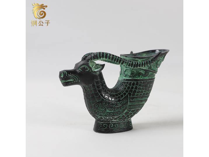 Tête Antique en Bronze, artisanat, corne de taureau, accessoire de photographie ancien, ornement de Style chinois, cadeau de collection