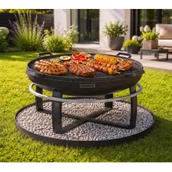 CookKing Viking Grillset | Feuerschalen Set 60 cm | inkl. Grillrost - Schwarz