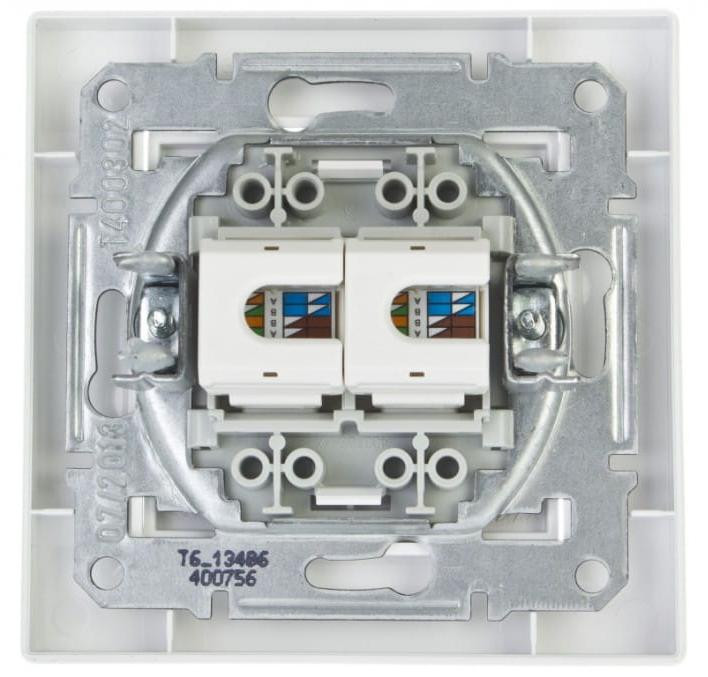 Schneider Asfora Dubbel Computerstopcontact met 2x RJ45 Cat.6 UTP, Wit