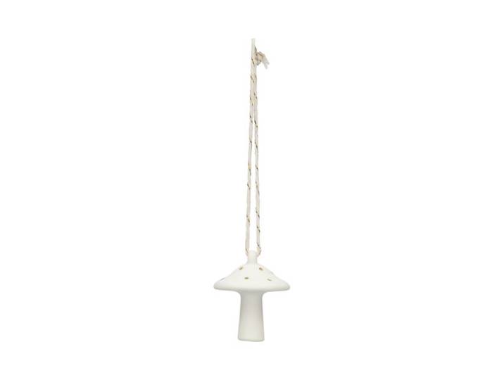 Hanger, porselein, paddenstoel, wit en goud