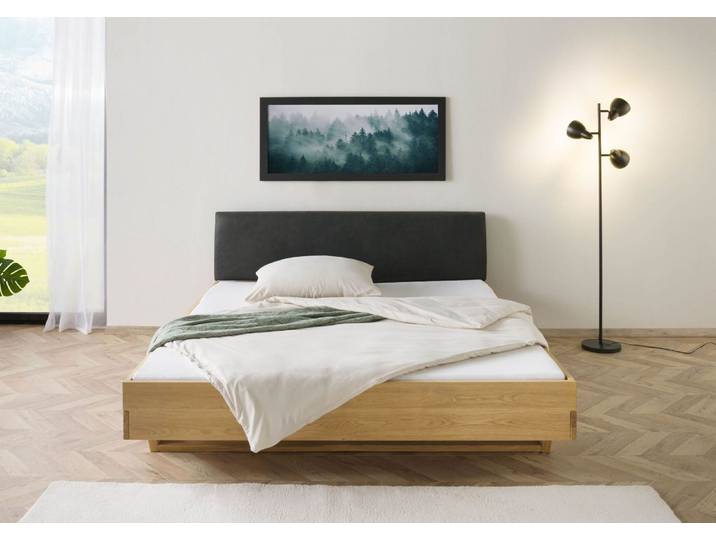 Bett Fichte 180x200x85 natur gebeizt / geölt, Kopfteil anthrazit FICHTELBERG #39
