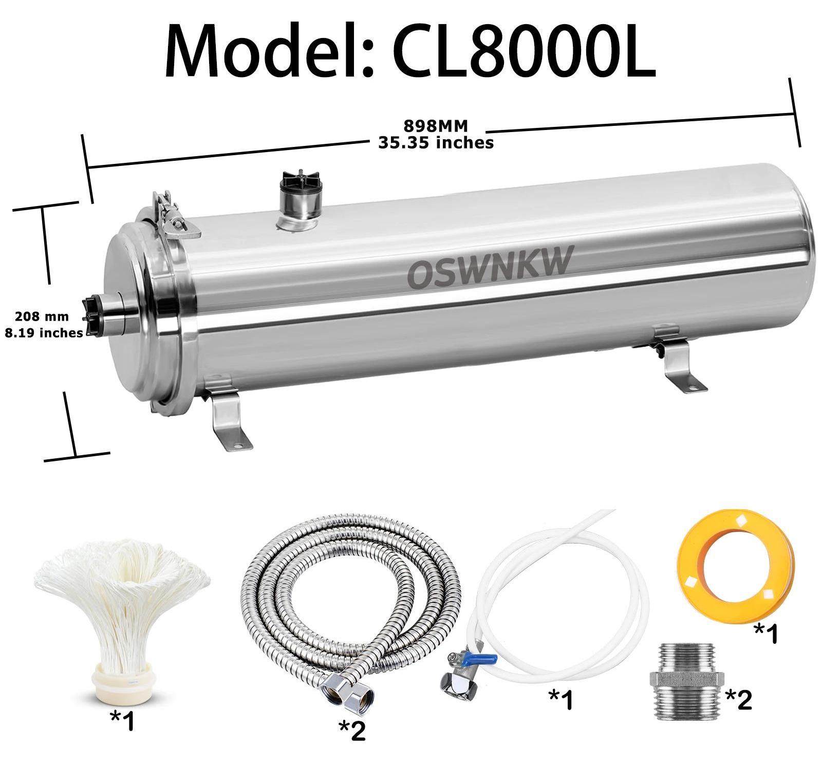Zentraler Hauswasserfilter - CL8000L Vorfilter - Ultrafiltration 0,01 µm - SUS304 Edelstahl DN25 - 8 l/min Durchfluss - 5 Jahre Lebensdauer - Ohne Strom