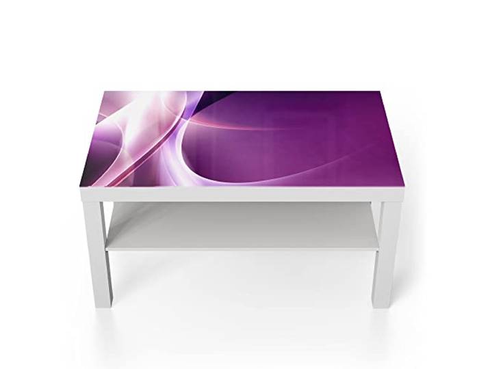 DEQORI Glastisch weiß groß 90x50 cm Motiv Violettes Lichtspiel ausgefallener Beistelltisch aus Glas Hochglanz Couchtisch fürs Wohnzimmer moderner Couch Tisch mit Design