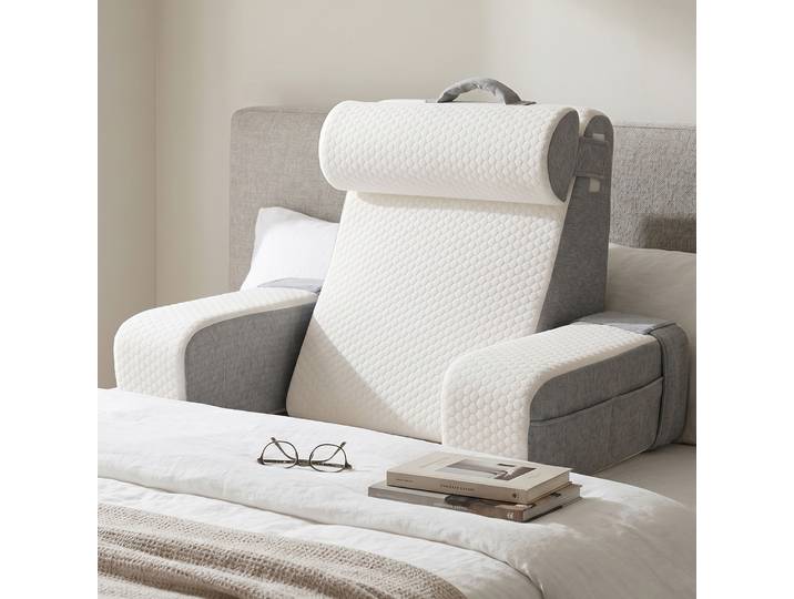 Coussin de dossier avec accoudoirs et poches pour adultes, coussin de lit vertical pour la lecture, le repos, la télévision, l'allaitement, la récupération, les jeux
